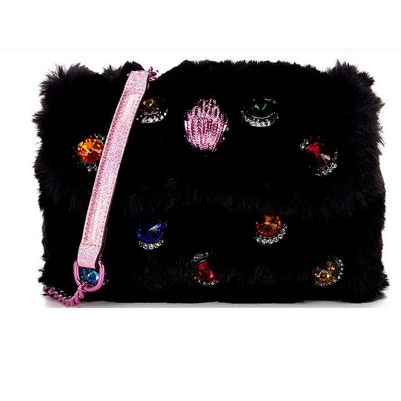 NWT Kurt Geiger LondonKensington Multi Jewels Faux Fur